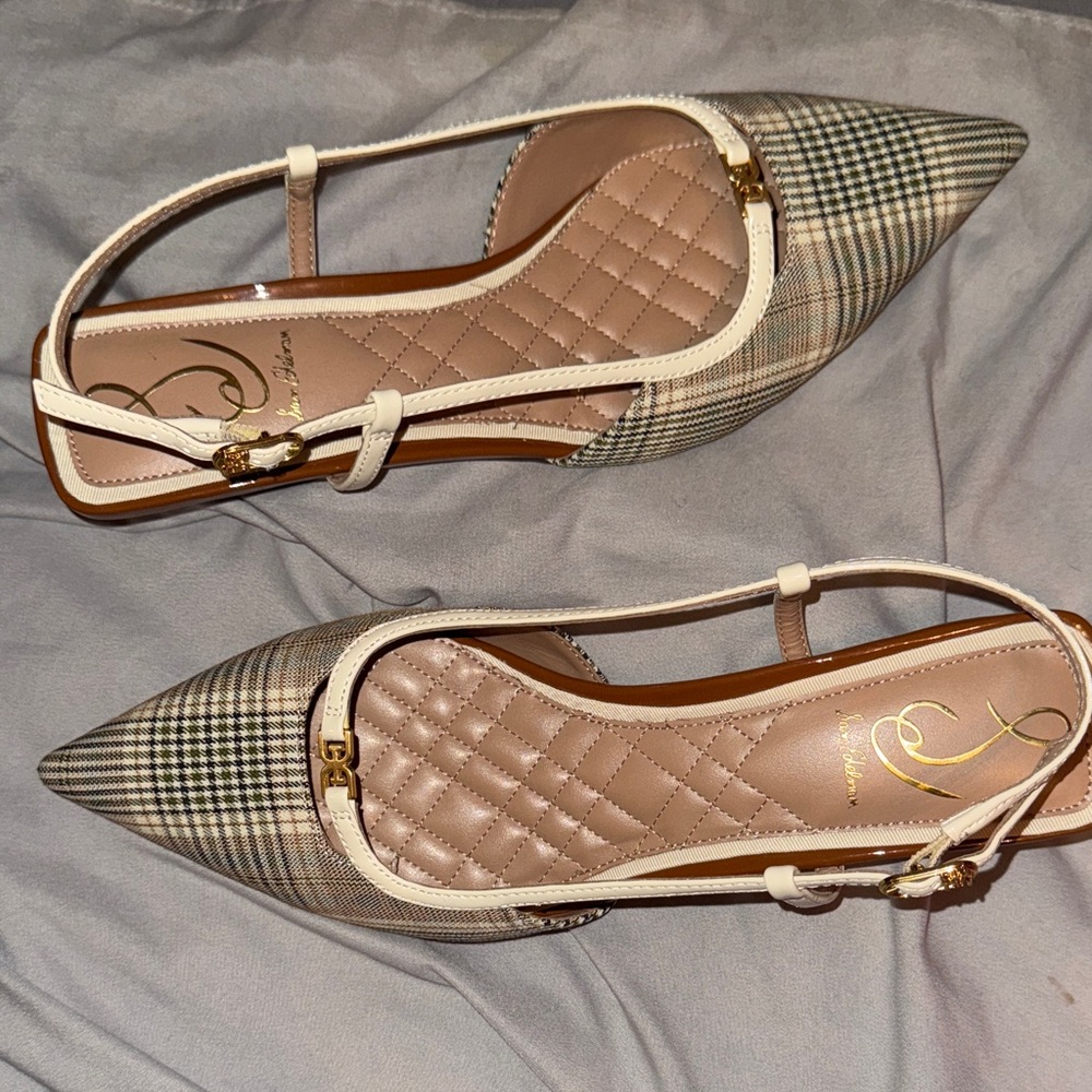 Sam Edelman - Plaid Pointed-Toe Slingback Kitten Heels